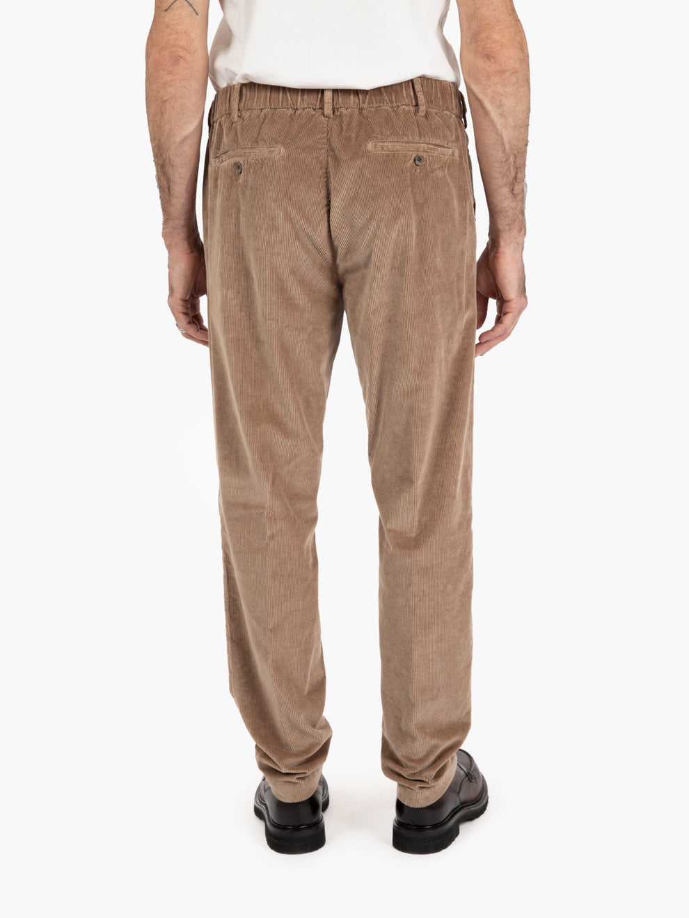 Pantaloni in velluto con coulisse nocciola