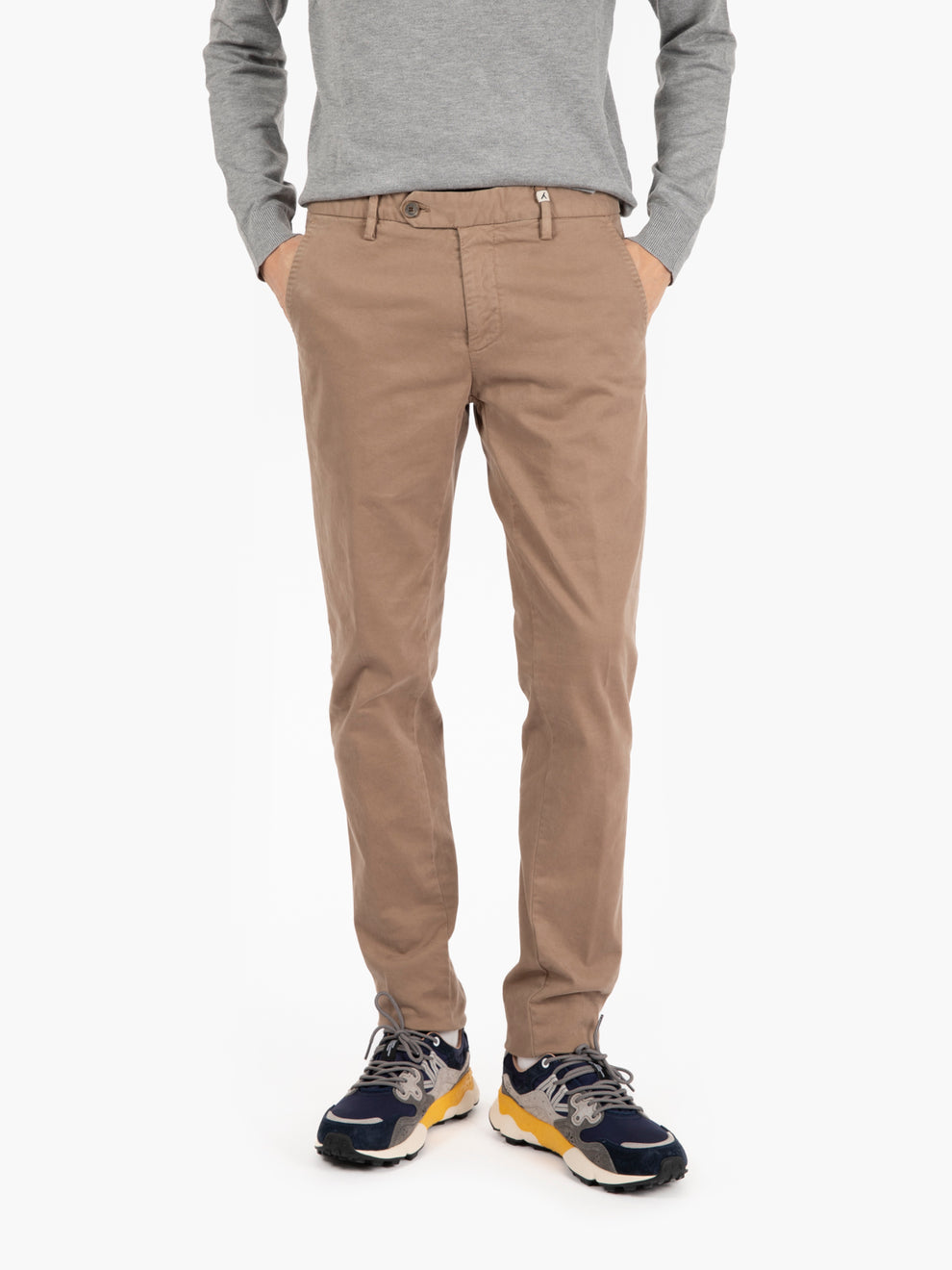 Pantaloni lunghi gabardina beige