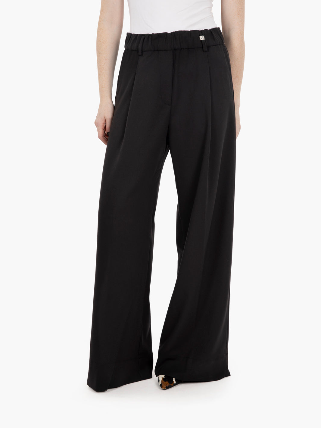 Black pleated palazzo trousers
