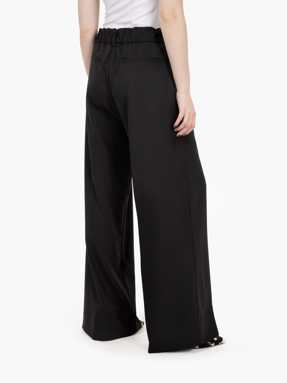 Black pleated palazzo trousers