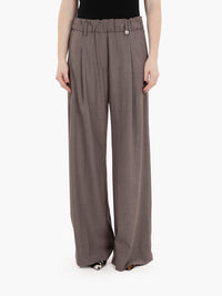 Pantaloni palazzo con pinces tortora