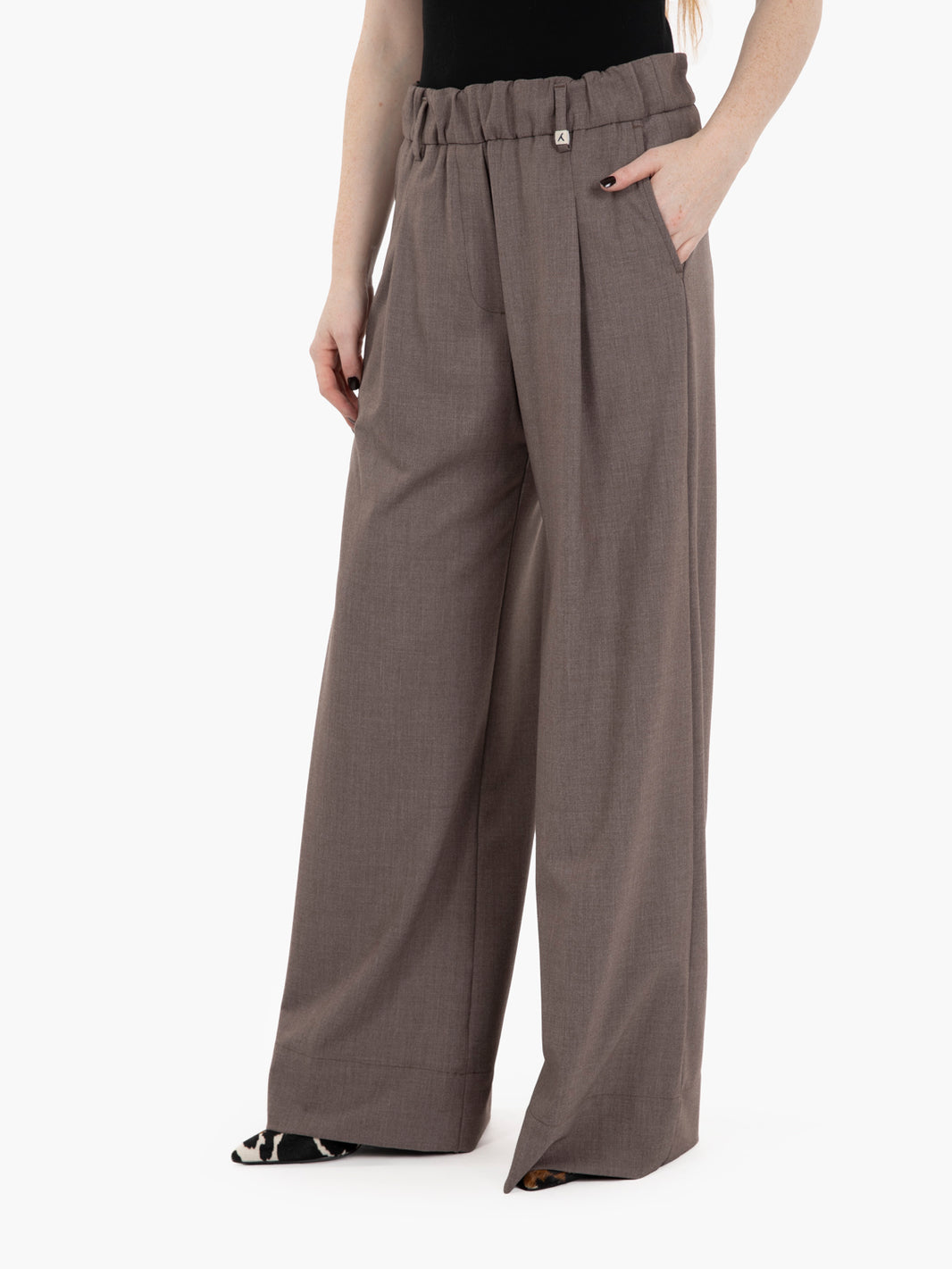 Dove gray palazzo trousers with pleats