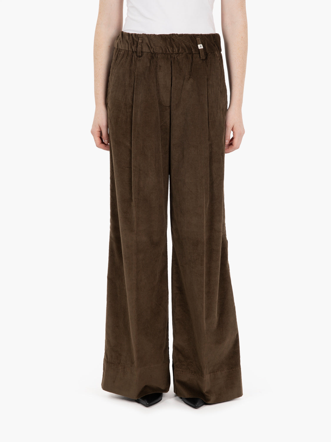 Dark brown corduroy palazzo trousers
