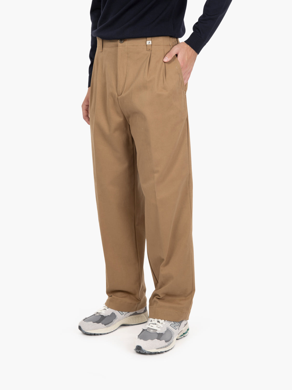 Pantaloni Poseidone larghi cognac