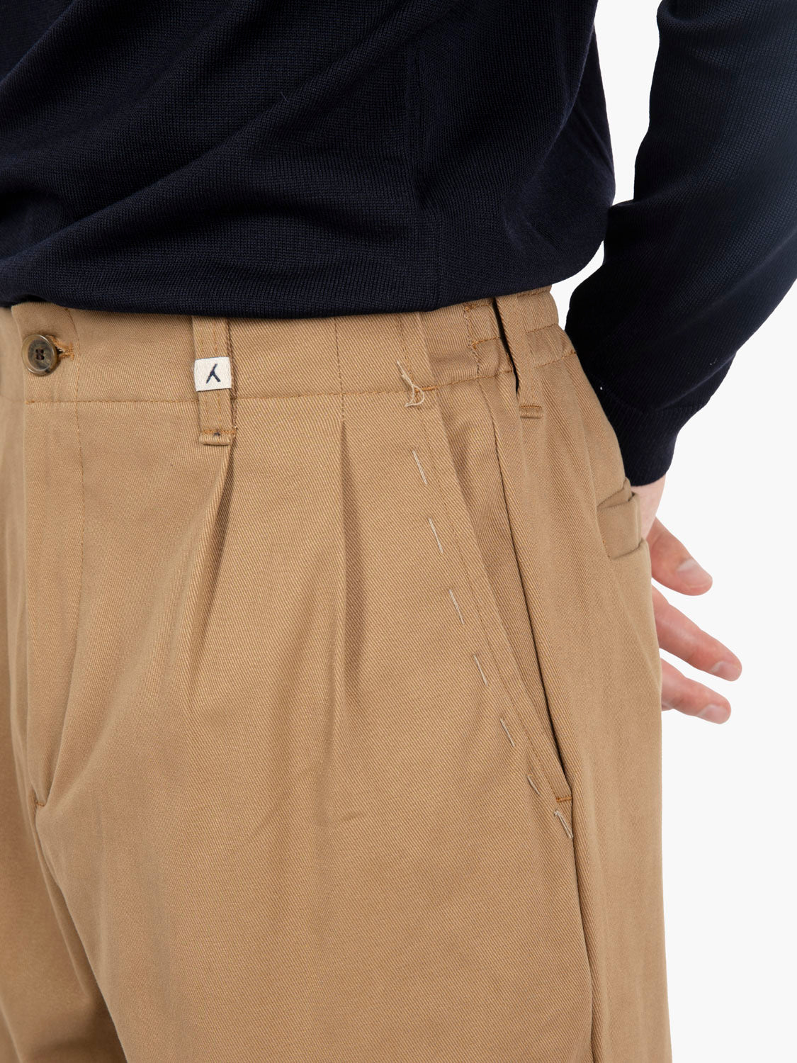 Pantaloni Poseidone larghi cognac