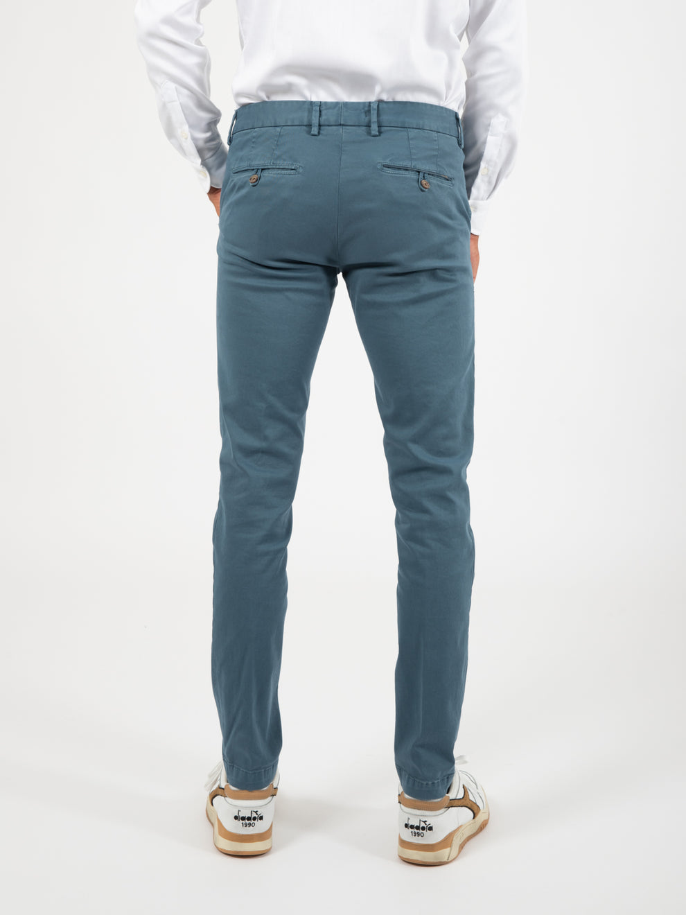 Pantaloni slim in cotone avio