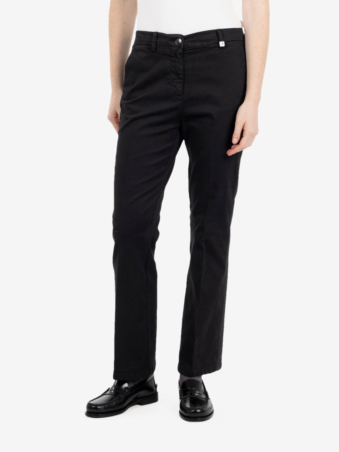 Pantaloni trombetta in cotone neri