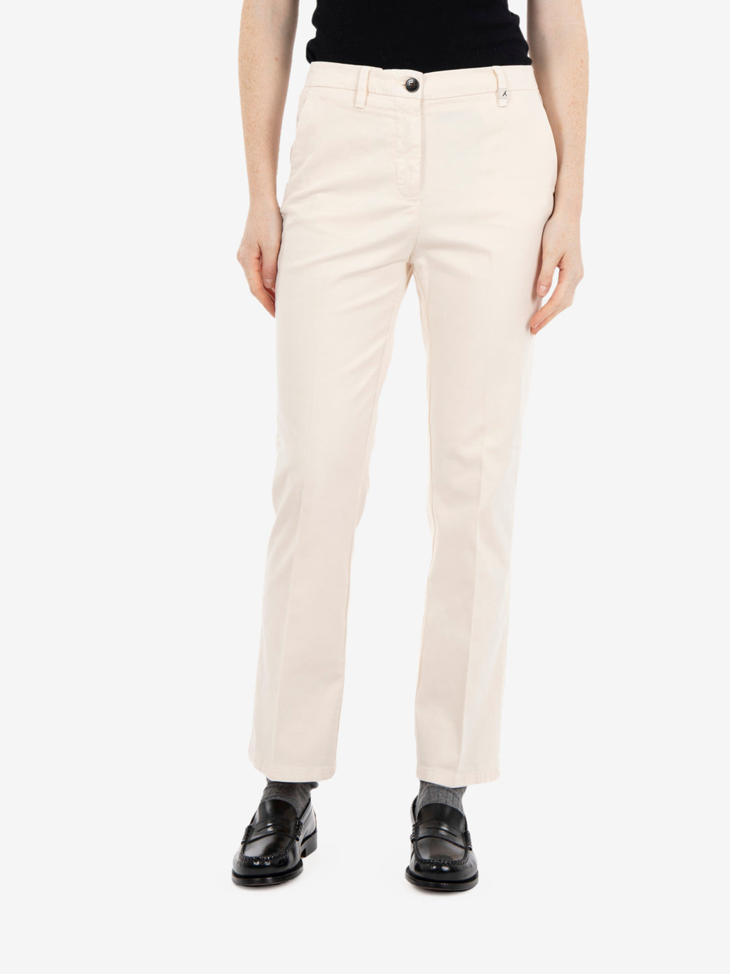 Off-white cotton trumpet trousers