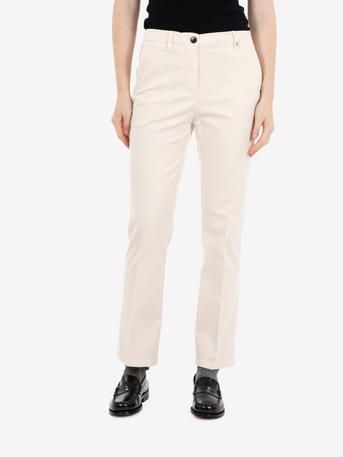 Pantaloni trombetta in cotone off white
