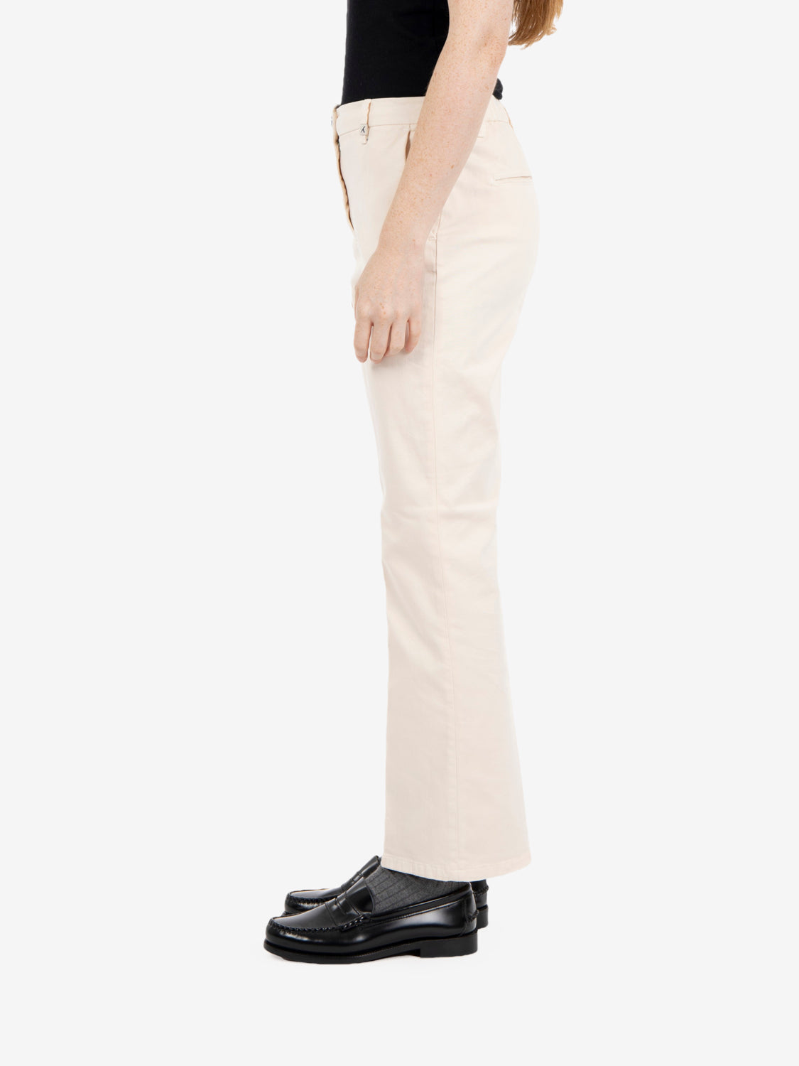 Pantaloni trombetta in cotone off white