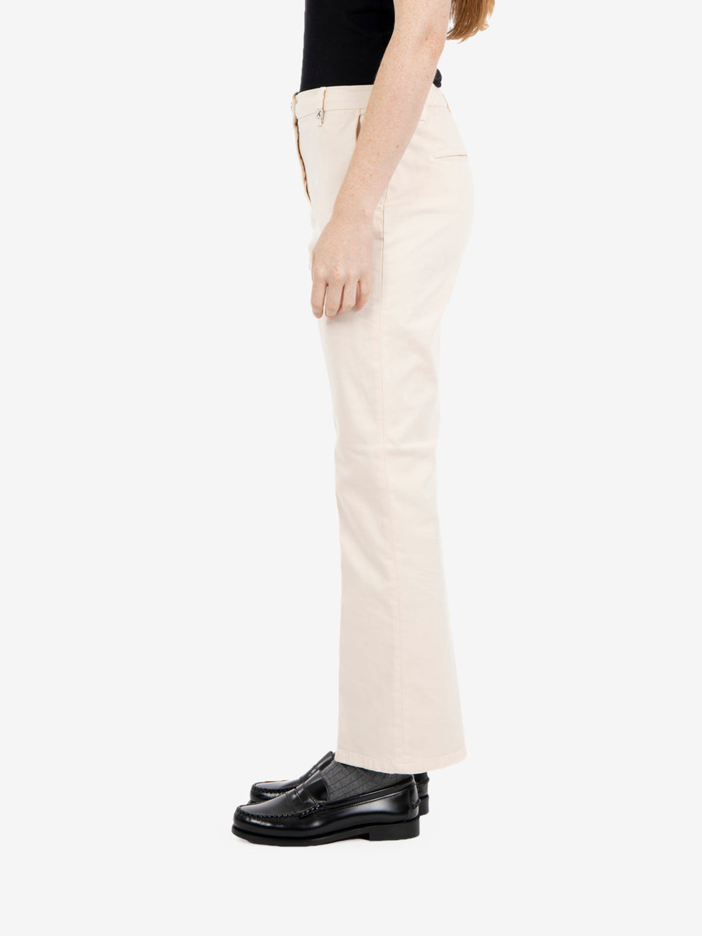 Pantaloni trombetta in cotone off white