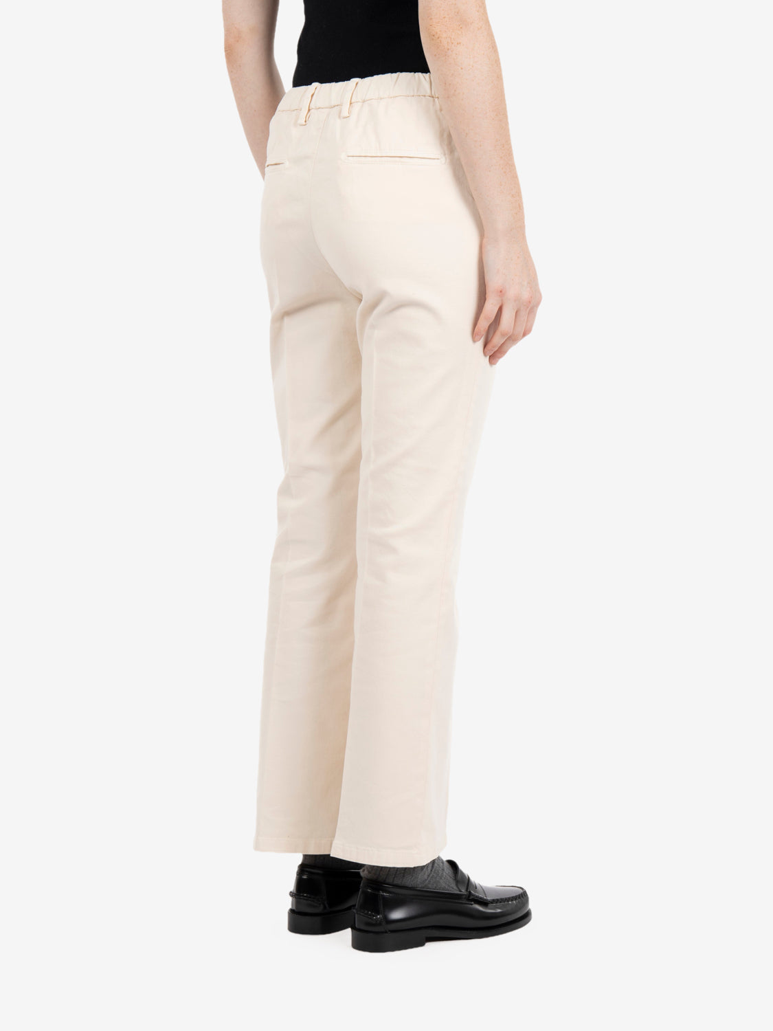 Pantaloni trombetta in cotone off white