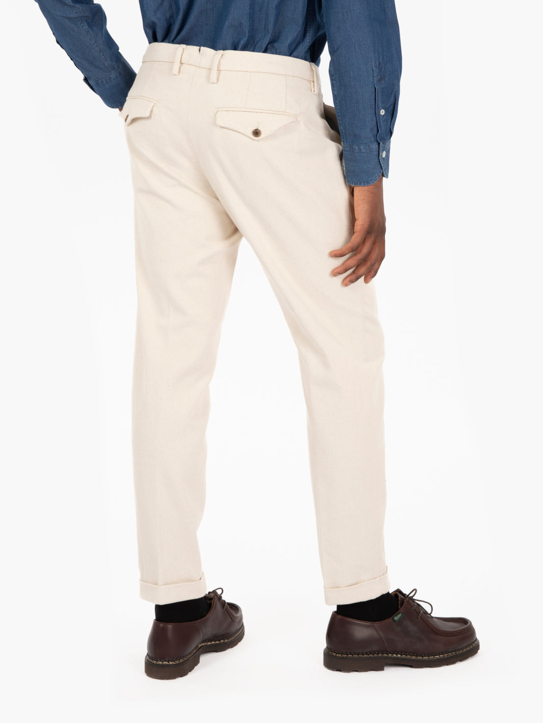 Pantaloni Zeus in cotone organico panna