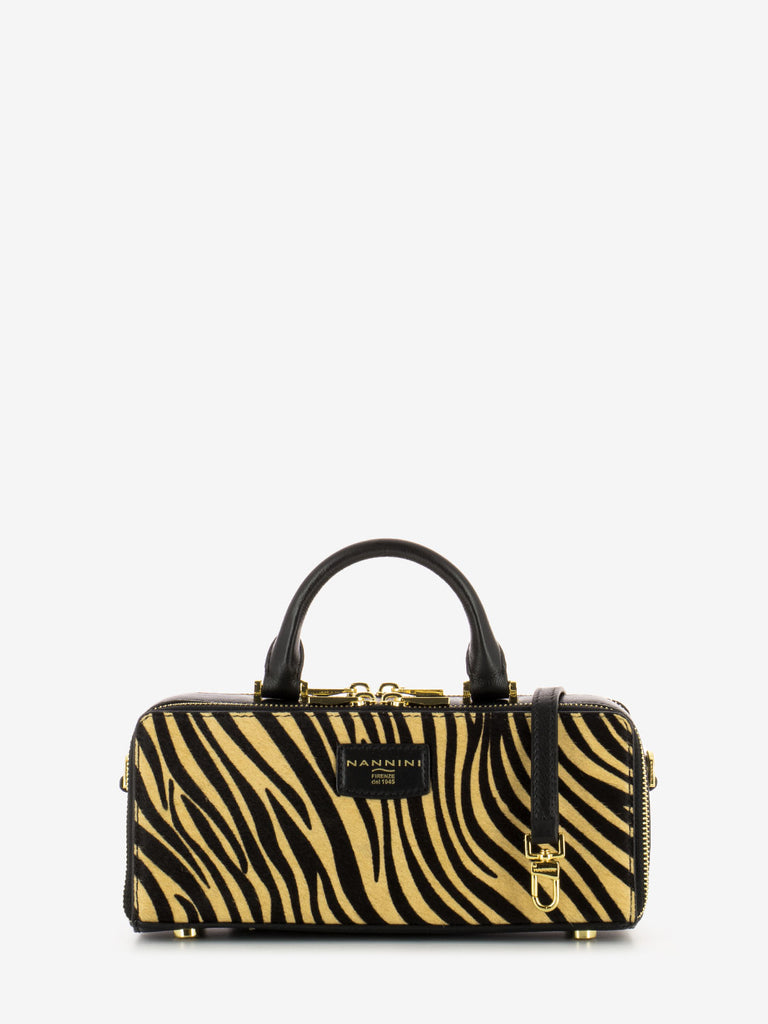 NANNINI - Borsa a mano Flora lima zebra / nero