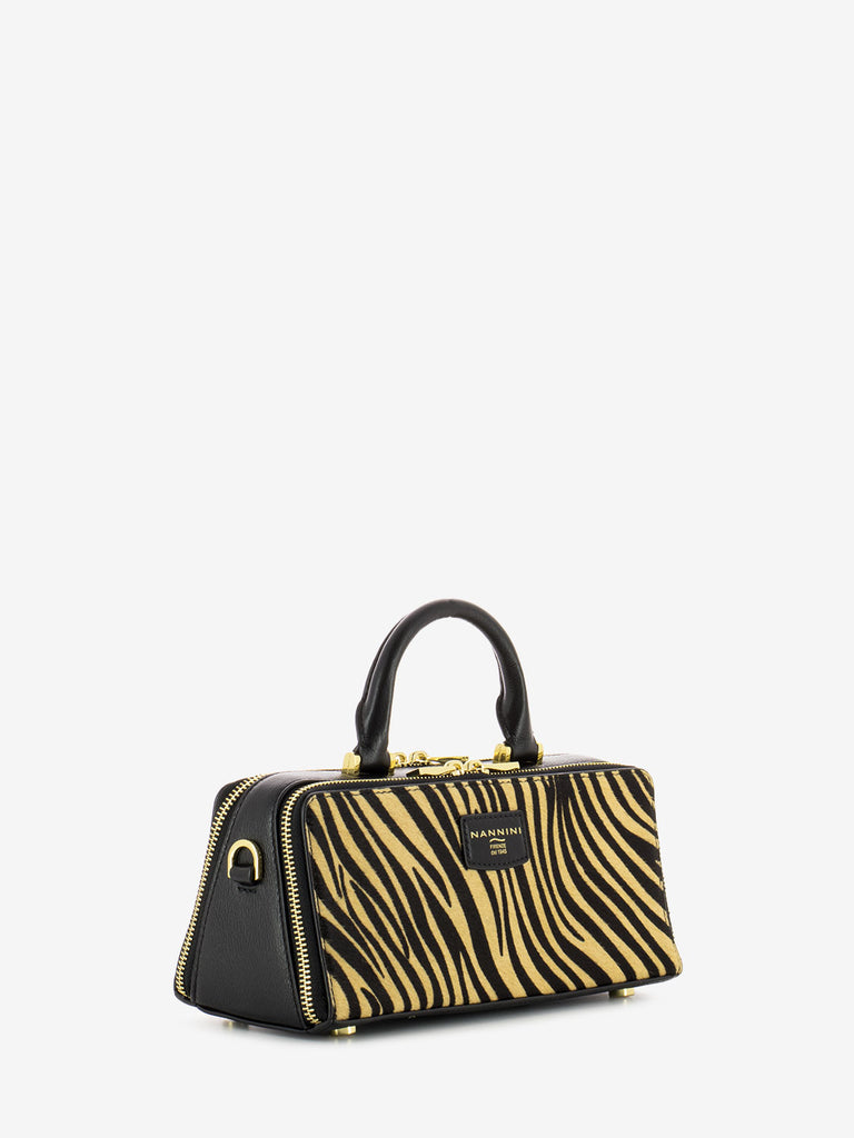 NANNINI - Borsa a mano Flora lima zebra / nero