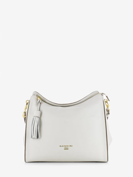 Borsa a spalla in pelle Blake off-white