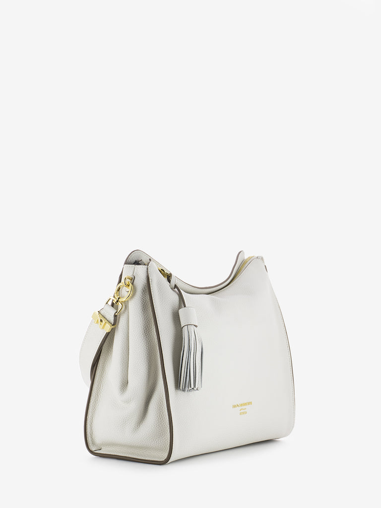 NANNINI - Borsa a spalla in pelle Blake off-white