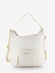 NANNINI - Borsa Gardenia in nylon e pelle off white