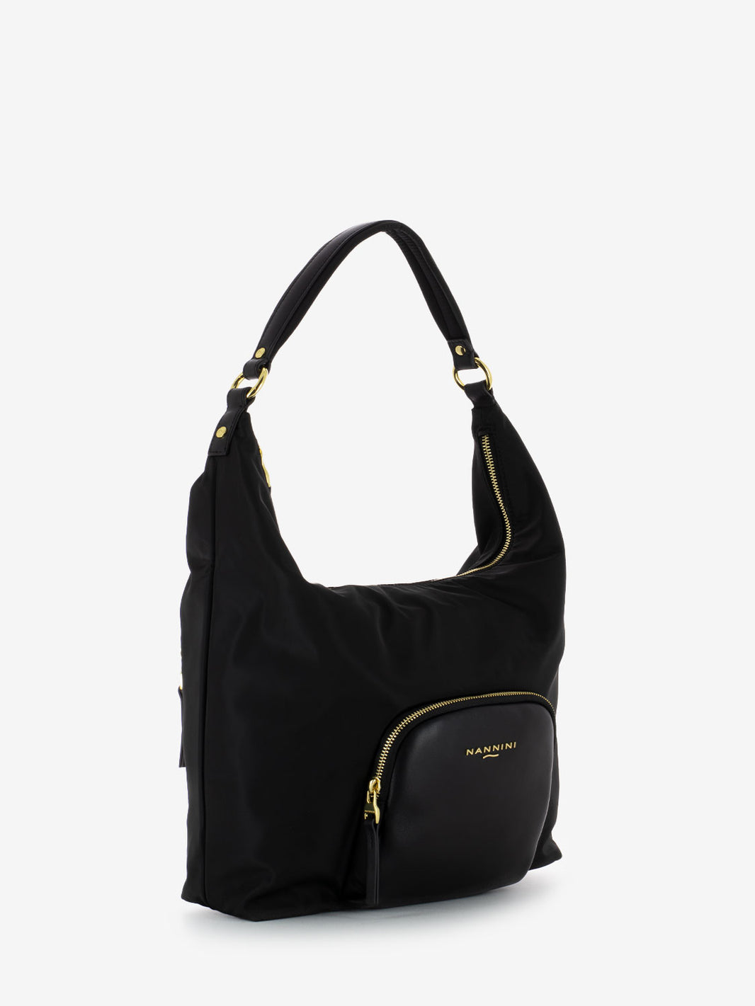 Borsa Gardenia in pelle e nylon nero