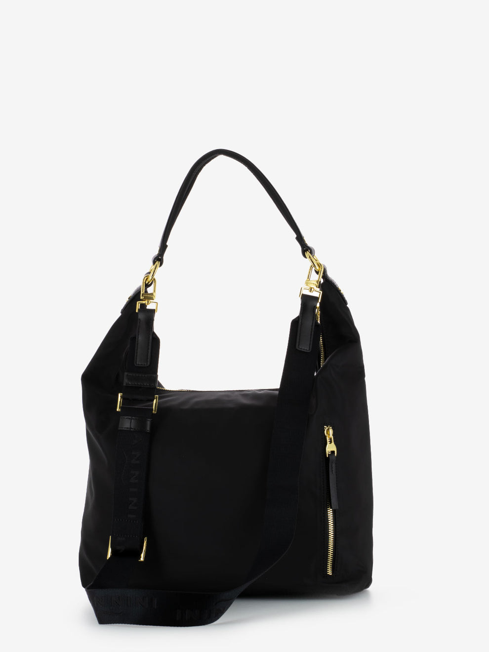 Borsa Gardenia in pelle e nylon nero