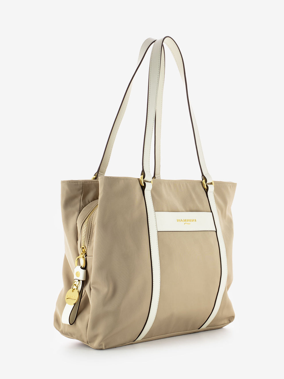 Borsa Liberty grande in nylon beige / offwhite