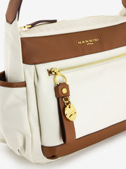 NANNINI - Borsa Liberty nylon offwhite / cuoio