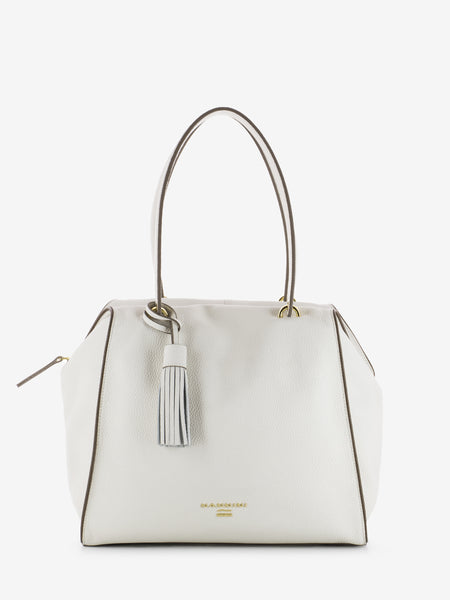 Borsa pelle Blake off-white