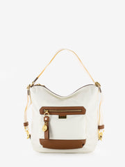 NANNINI - Borsa zaino Liberty off-white / cuoio