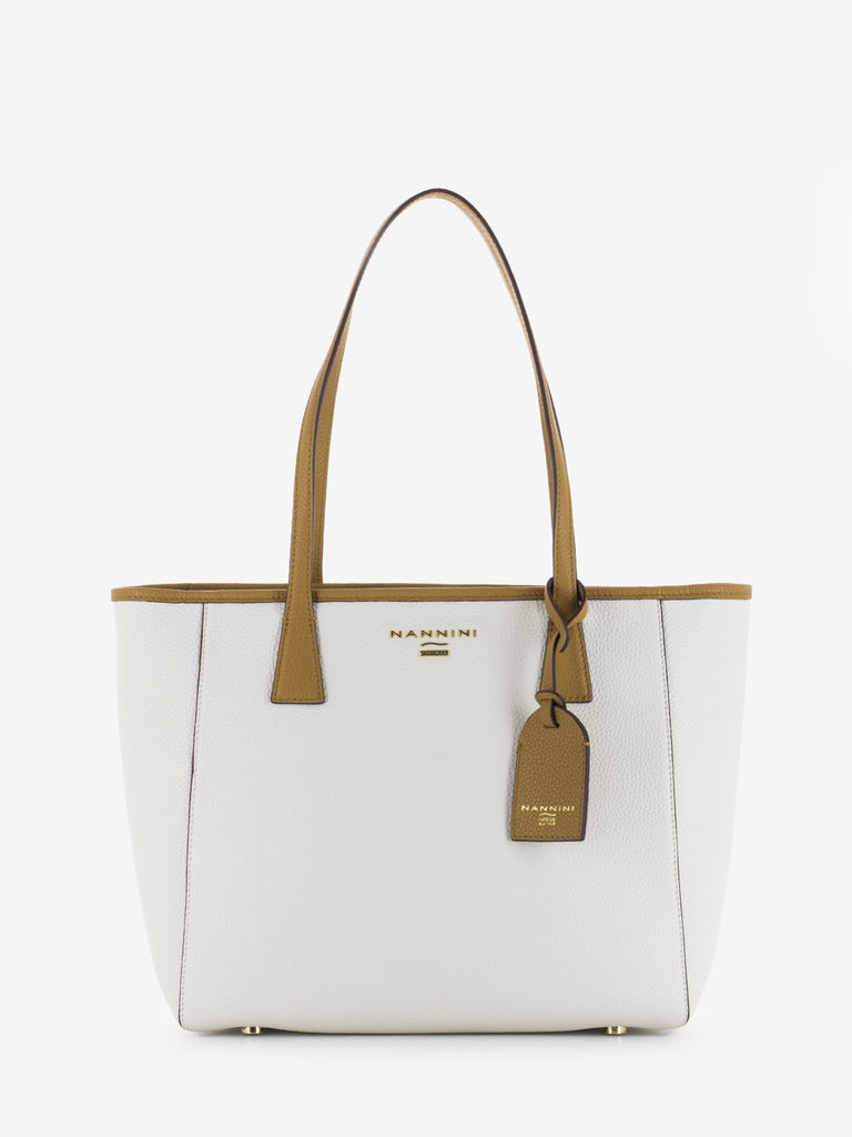 NANNINI - Shopper pelle Carnival off white / camel