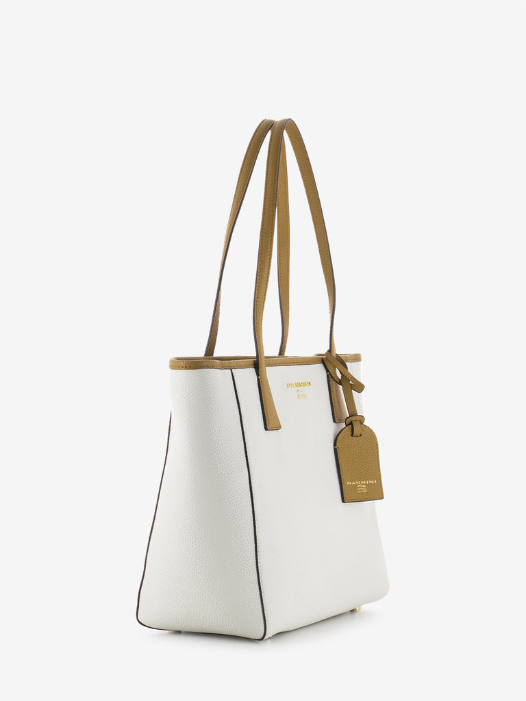 NANNINI - Shopper pelle Carnival off white / camel