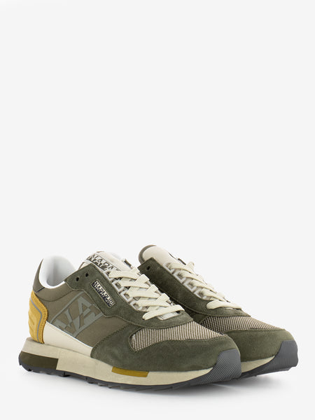Sneakers in suede e nylon dark olive