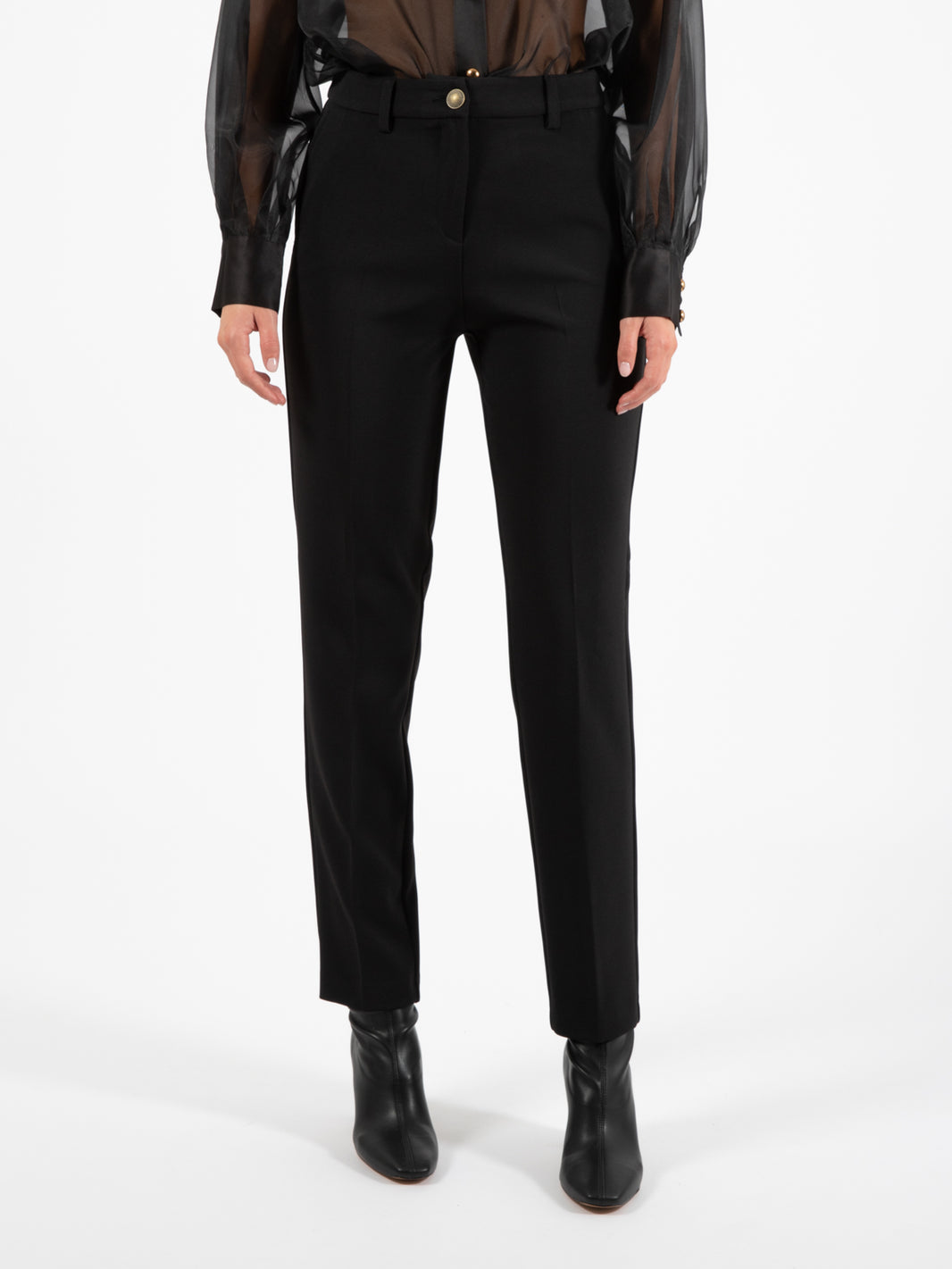 Pantalone skinny crêpe stretch nero