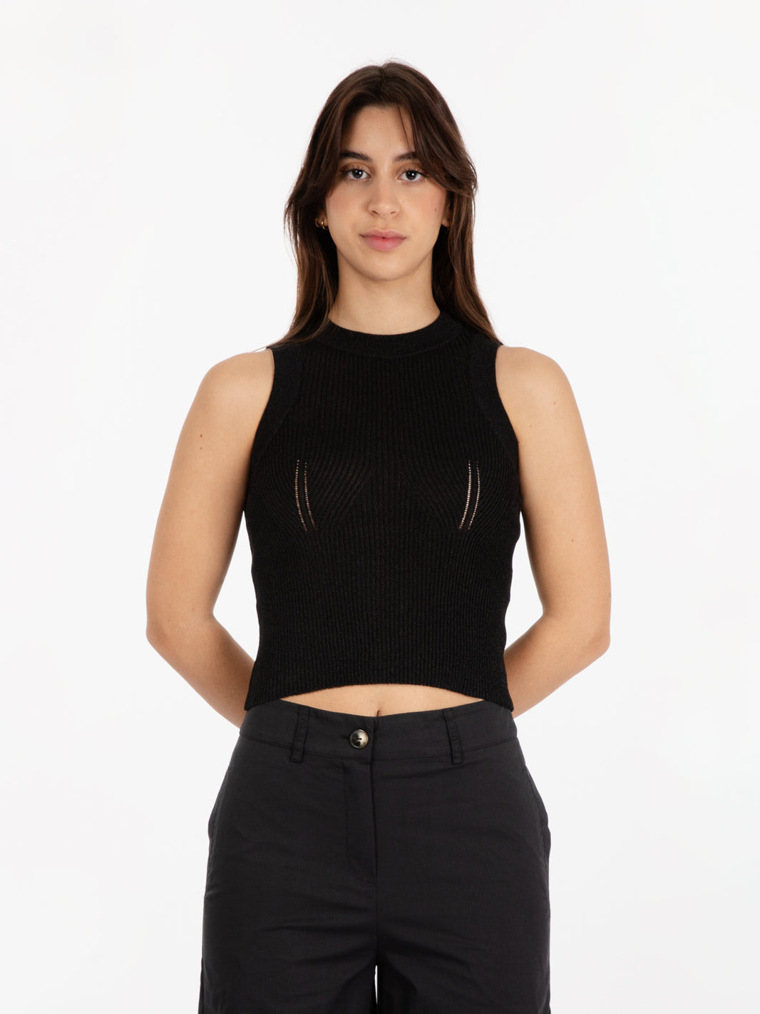 Top in maglia lurex Vanise nero