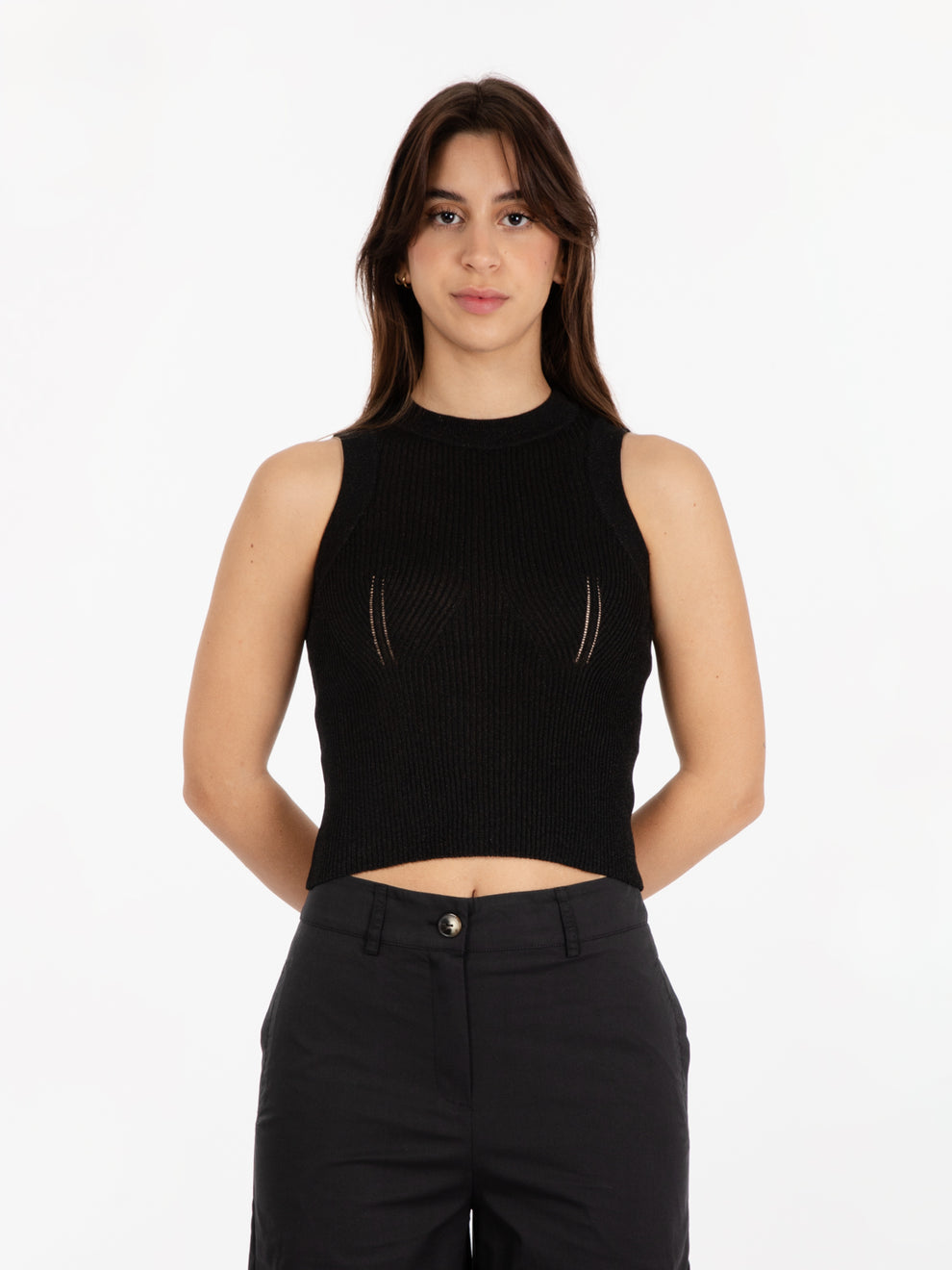Top in maglia lurex Vanise nero