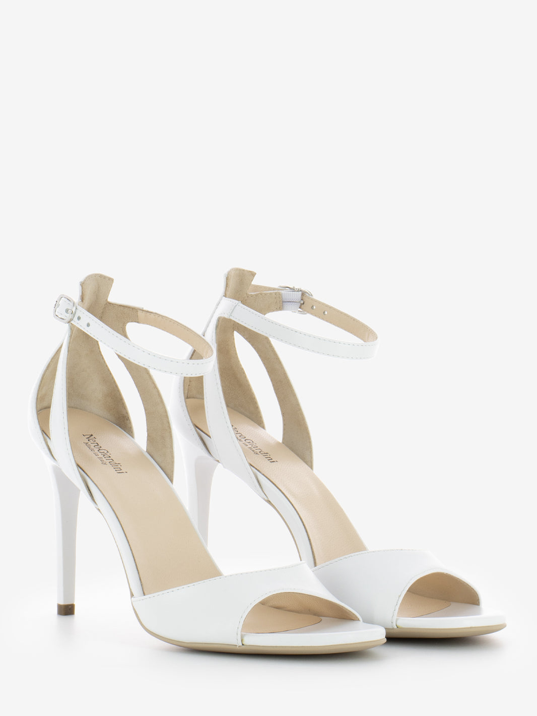 Sandalo con tacco in nappa bianco
