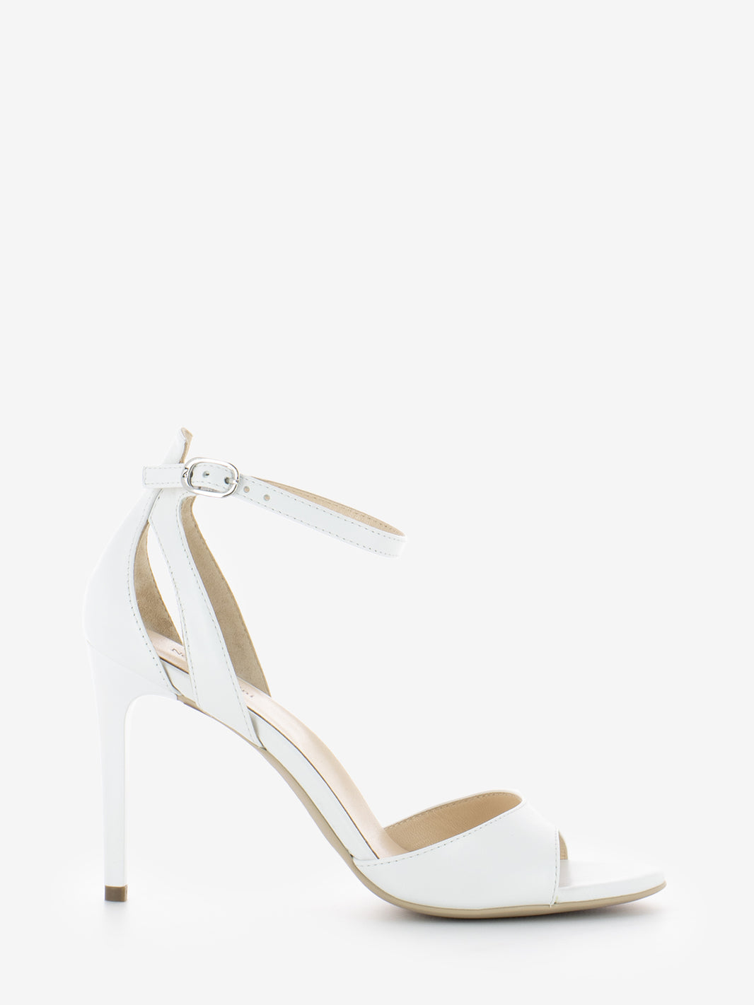 Sandalo con tacco in nappa bianco