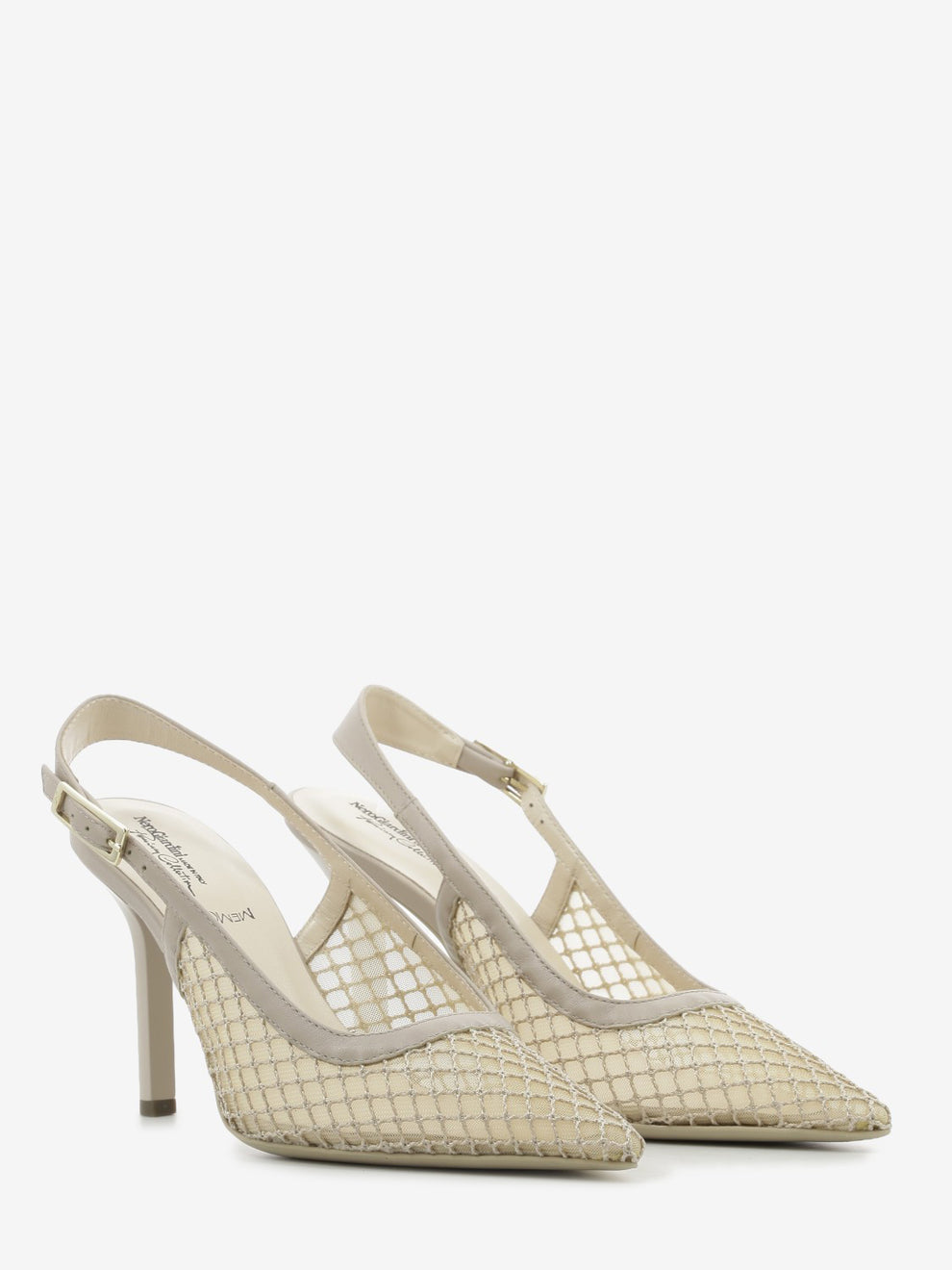 Slingback rete palladium beige