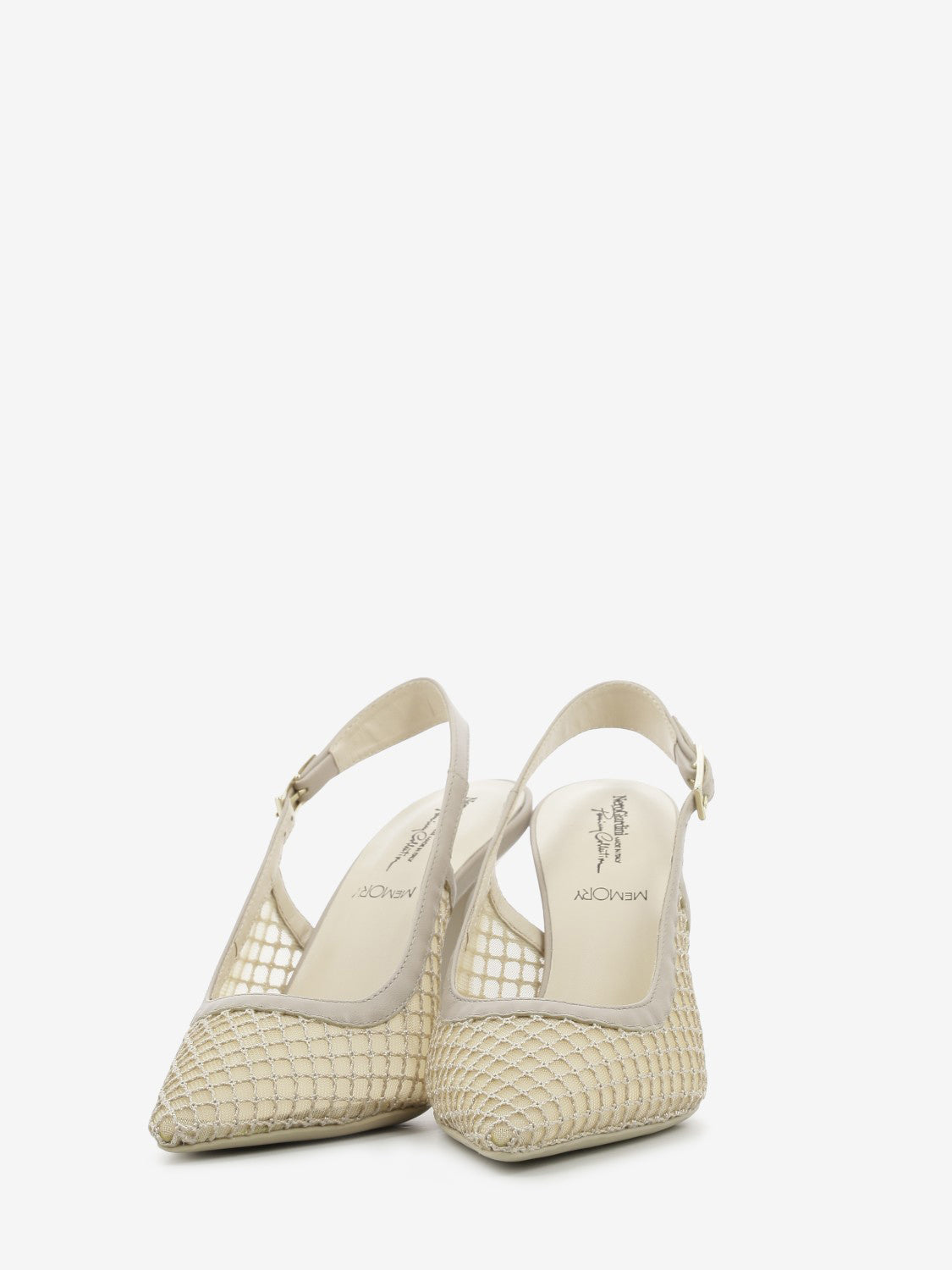 Slingback rete palladium beige