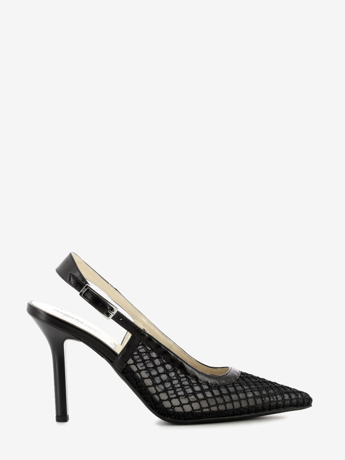 Black palladium mesh slingback