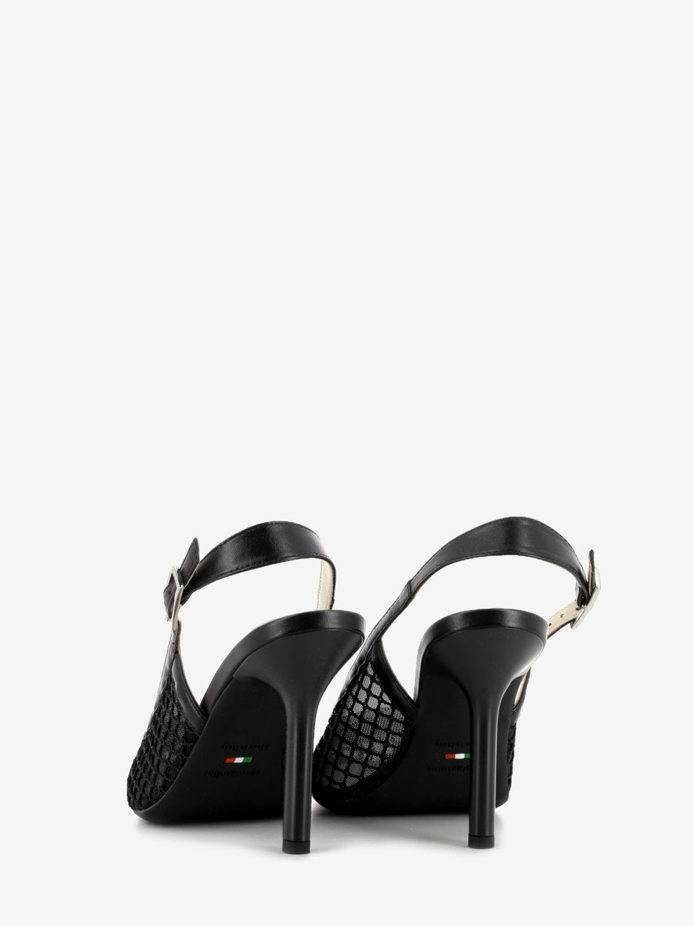 Black palladium mesh slingback