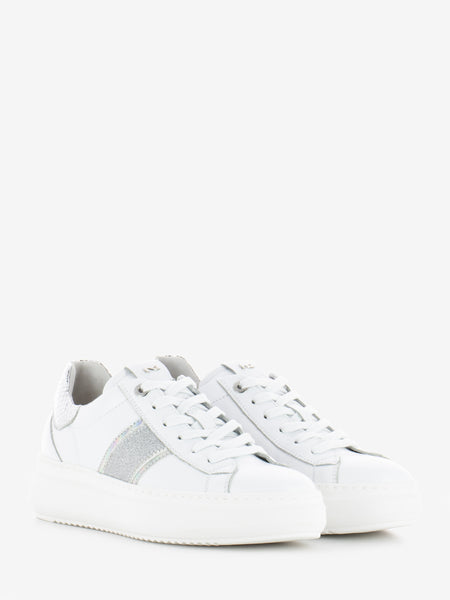 Sneakers bianco microglitter bianco / argento