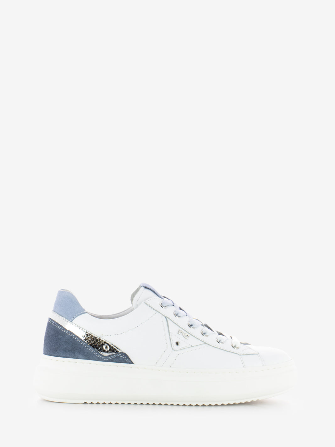 Sneakers Cile velour avio / bianco / argento