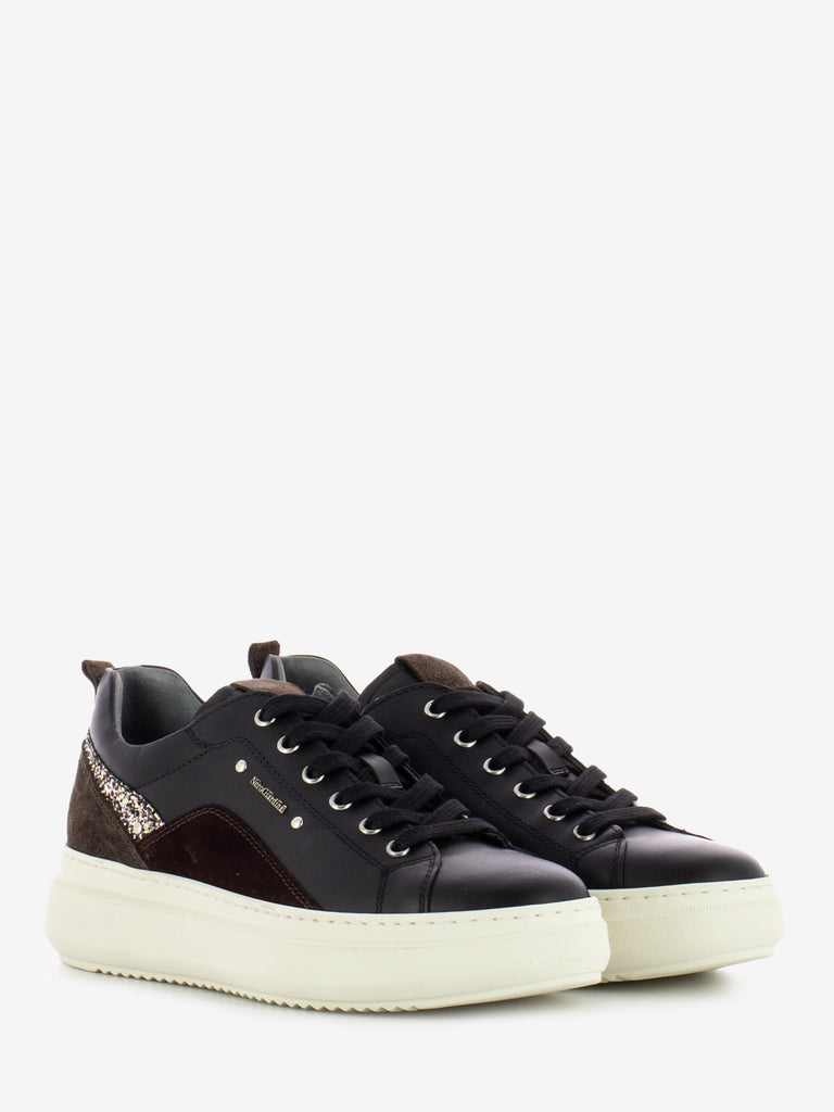 NERO GIARDINI - Sneakers Guanto Velour nero / bordeaux / marrone