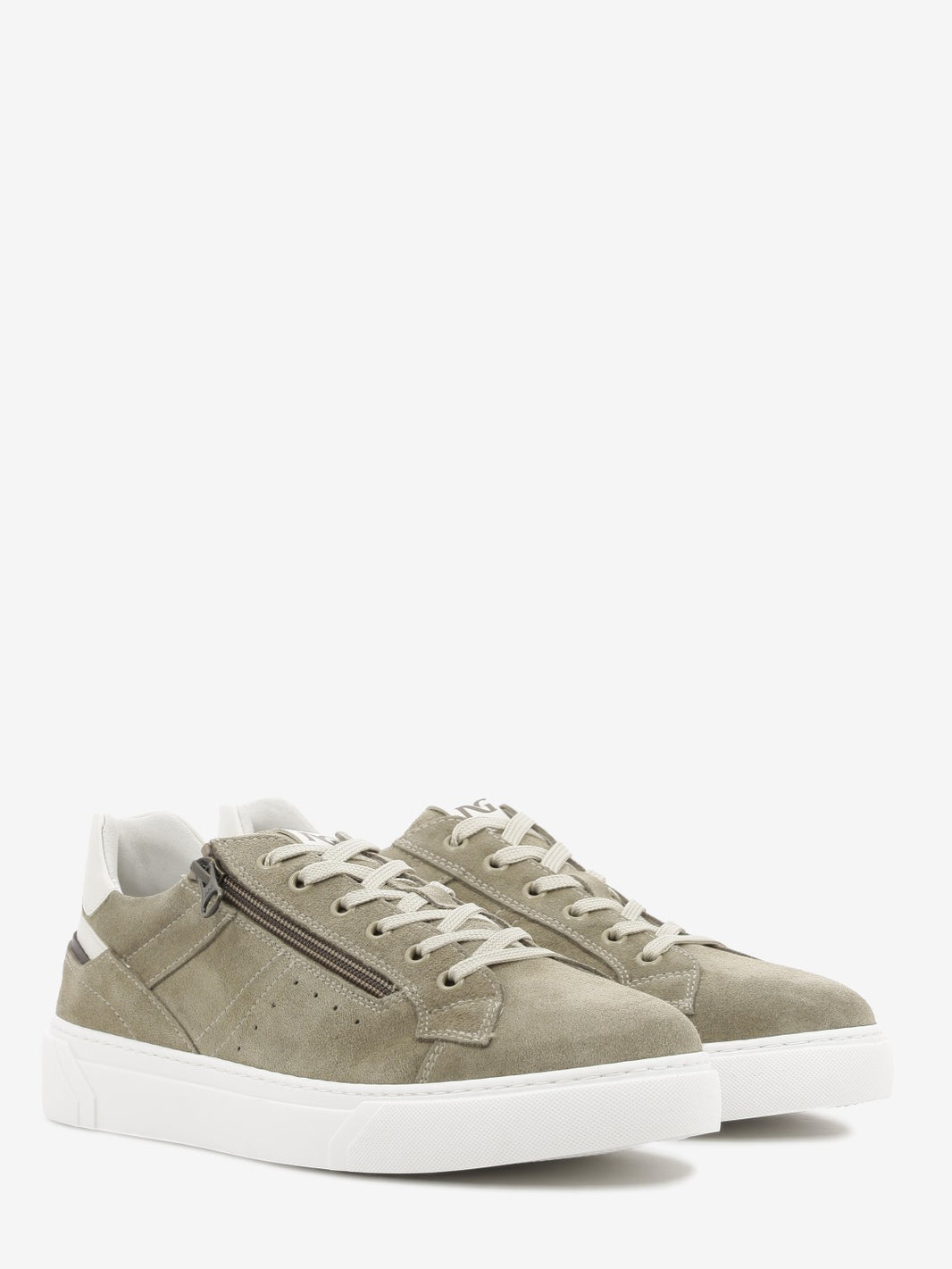 Sneakers in camoscio con zip taupe