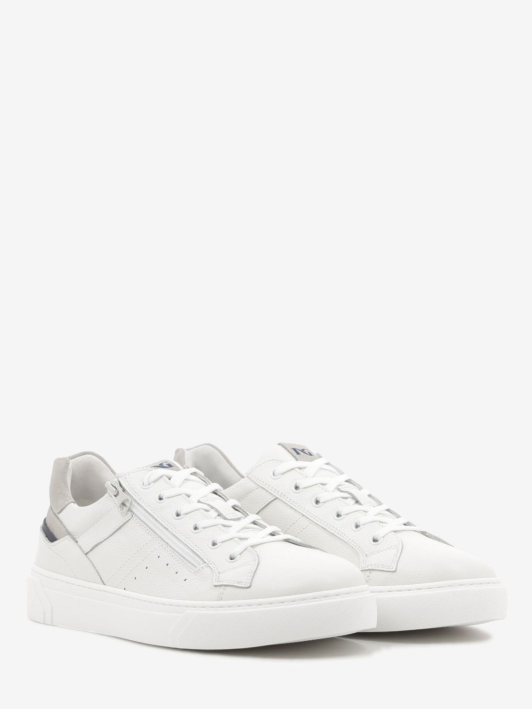 Sneakers in pelle con zip bianche