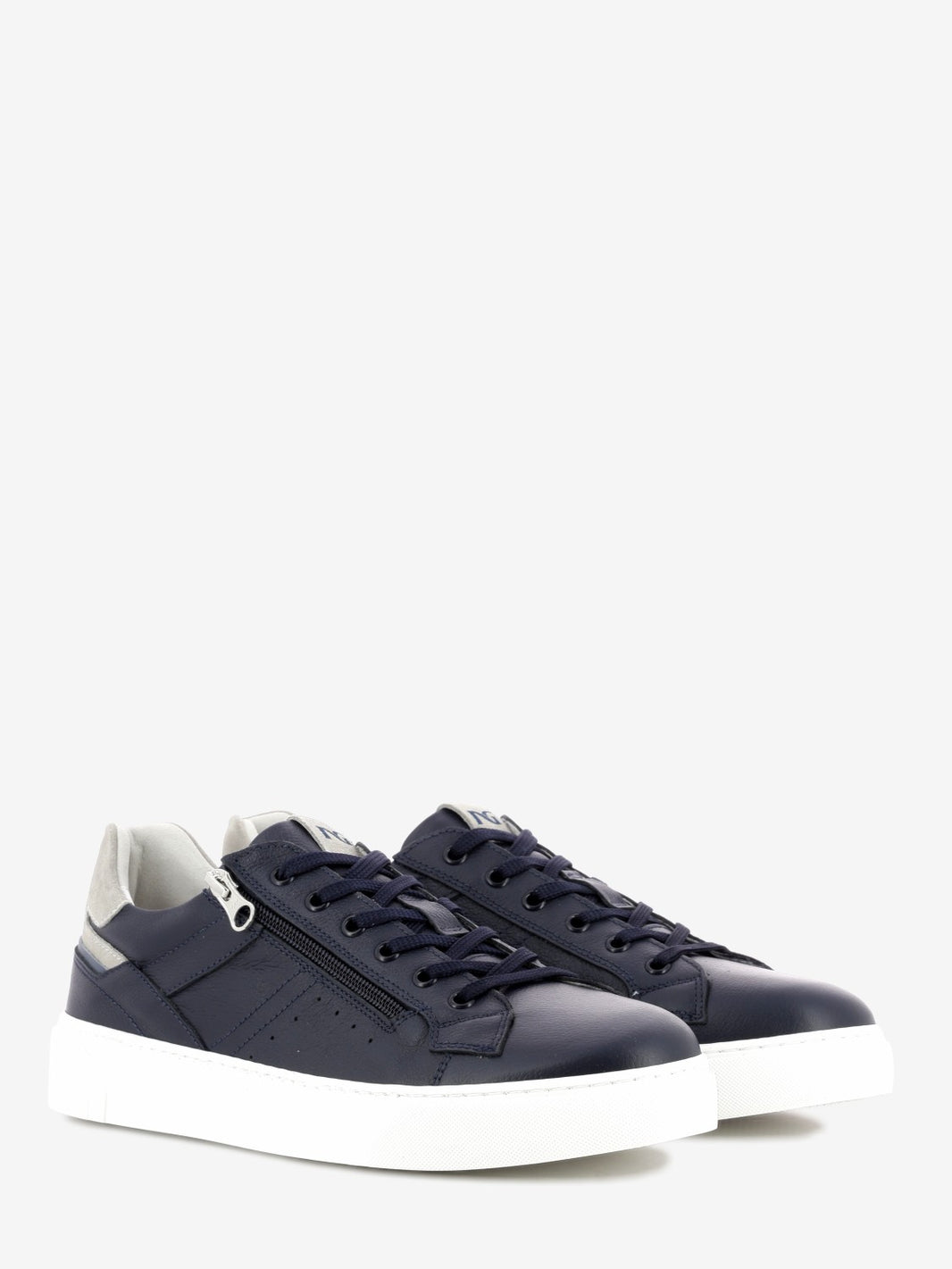 Sneakers in pelle con zip blu