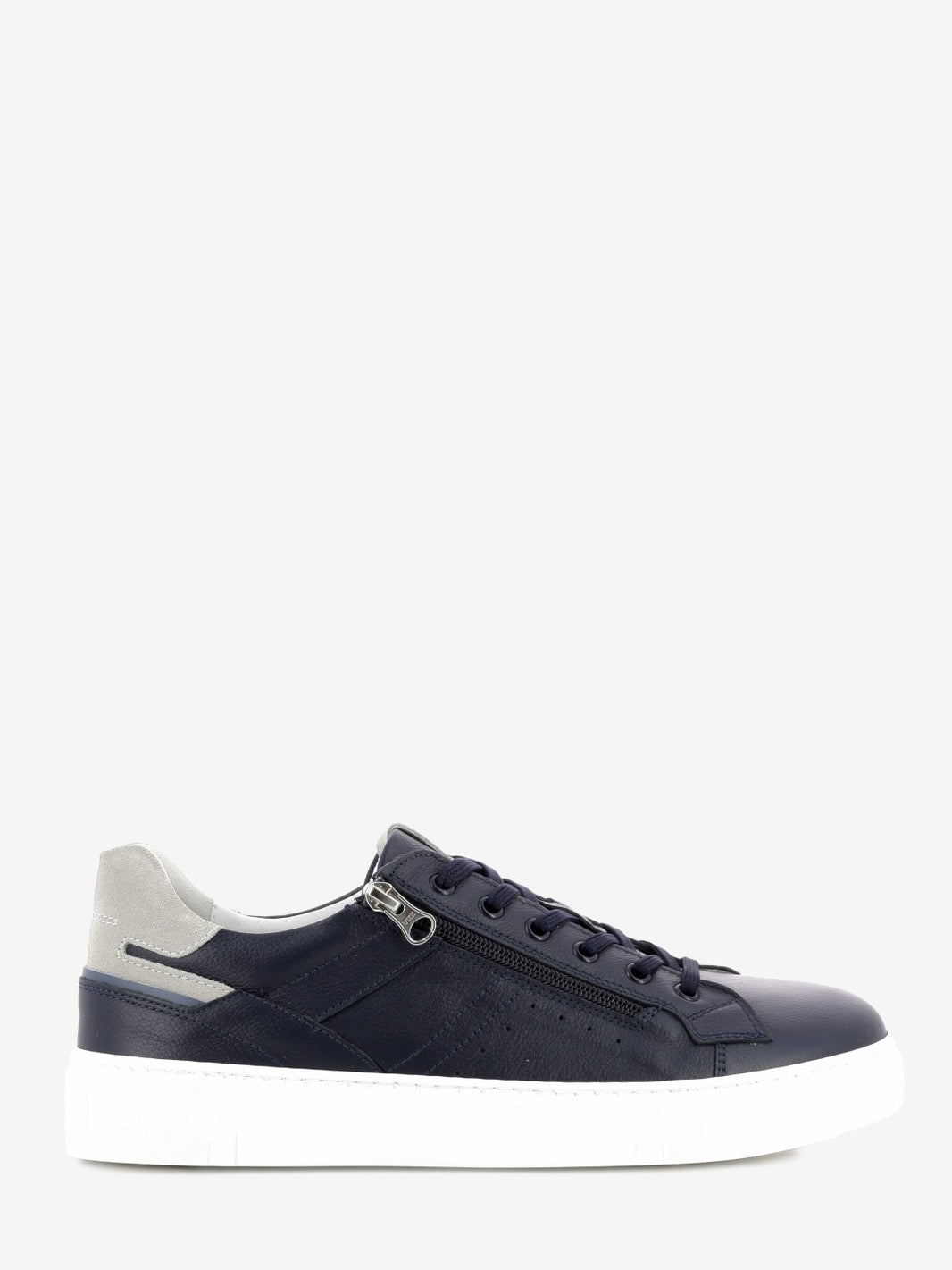 Sneakers in pelle con zip blu