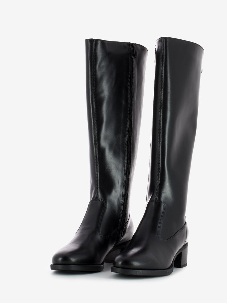 NERO GIARDINI - Stivali guanto neri con doppia zip