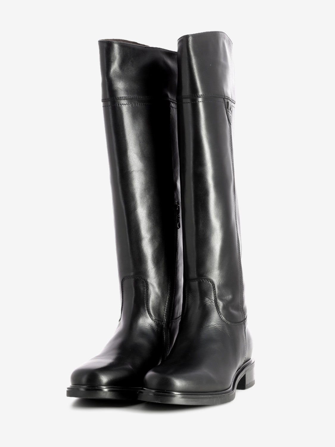 Black leather zip-up boots