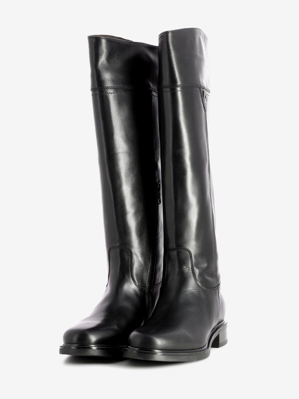 Black leather zip-up boots